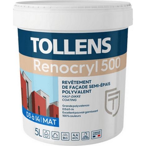 Revêtement semi-épais professionnelle TOLLENS Rénocryl 500 Choix de couleur: Couleur - Conditionnement: 5 Litres