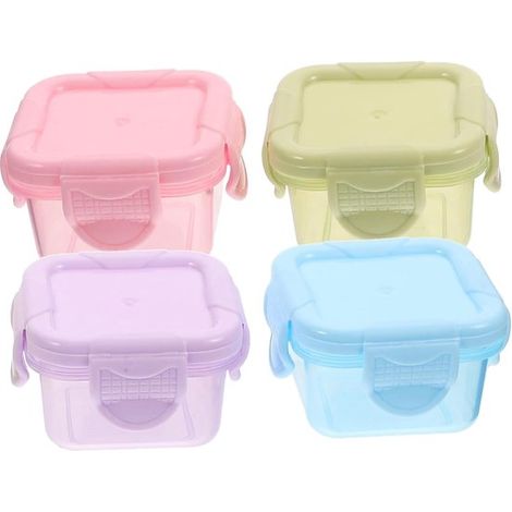 Mini contenitori per alimenti, ciotole per salse, contenitori per salse con coperchio, scatole per alimenti, 4 pezzi, tazze per condimenti, tazze per insalata, ciotole per salse, 554 cm (1/5)