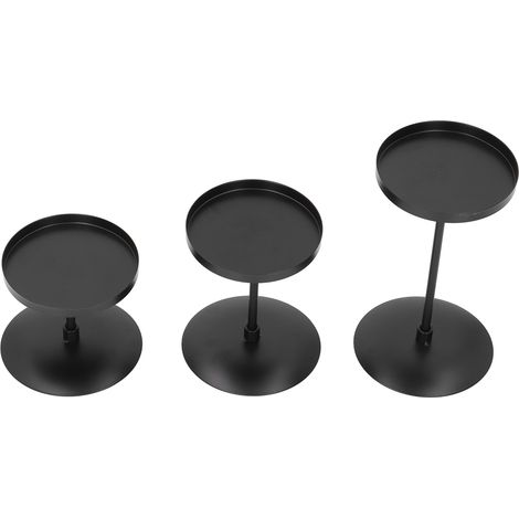 Lot de 3 bougeoirs colonne noirs, double face, peinture piano noire, fer antirouille, pour cônes d'encens, mariage (1/5)