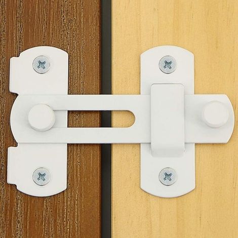 Verrou de Porte Coulissante Serrure de Porte Loquet à Bascule Boulon de Verrouillage de Boucle avec Vis pour Porte, Fenêtre, Placard et Jardin, Blanc Brillant en Acier Inoxydable. (1/5)