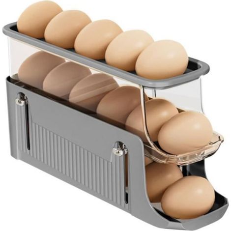 Distributeur Oeufs - 3 Niveaux - Capacité 17 Oeufs - Antidérapant - Plastique HIPS+GPPS - Gris - 1 Pièce (1/4)