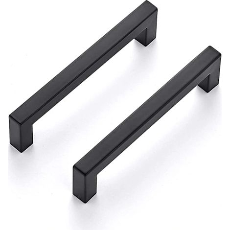 /ST/ Lot de 2 poignées de meubles noires de 128 mm pour armoires de cuisine en acier inoxydable (1/2)