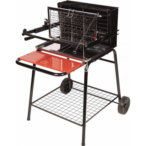 Homemaison – Barbecue au charbon de bois vertical RAYMOND – Cuve en fonte et acier – Surface de cuisson 53x28cm – Hauteur de cuisson 70cm