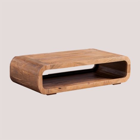 Sklum – Table basse fixe en bois d'acacia 120x60cm – Design naturel élégant – Hauteur 32cm pour salon moderne (1/5)
