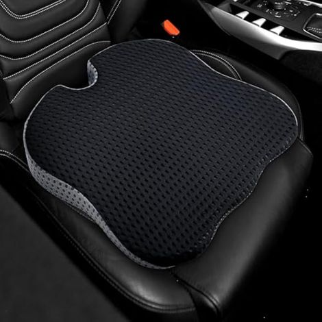 Coussin Siège Auto Ergonomique en Mousse à Mémoire – Cale Wedge pour Soulager Sciatique & Mal de Dos – Housse Maille Respirante, Base Antidérapante, Lavable, Idéal Conduite Longue Durée & Confort (1/5)
