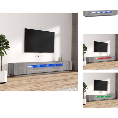 TV-Möbel - Living 3-tlg. TV-Schrank-Set LED-Leuchten Grau Sonoma Holzwerkstoff (1/5)