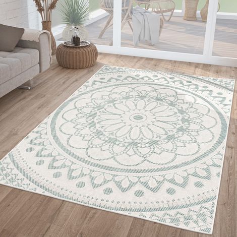 In-& Outdoorteppich Wetterfest Garten Orientalisches Marokkanisches Boho Design 80 cm x 150 cm Türkis Rechteckig (1/5)