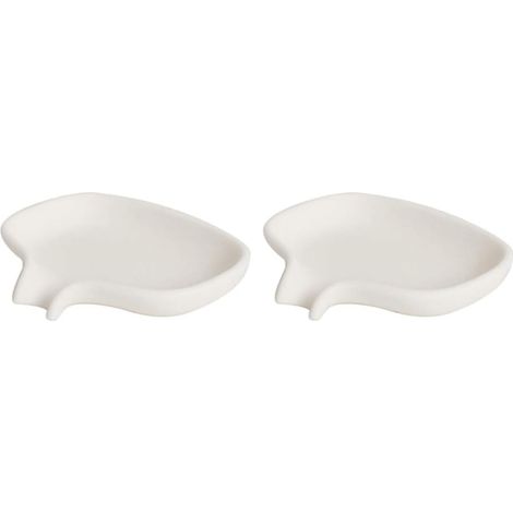 Sollbry Juego de 2 jaboneras de silicona, color blanco, con boquilla que drena el exceso de agua. (1/3)