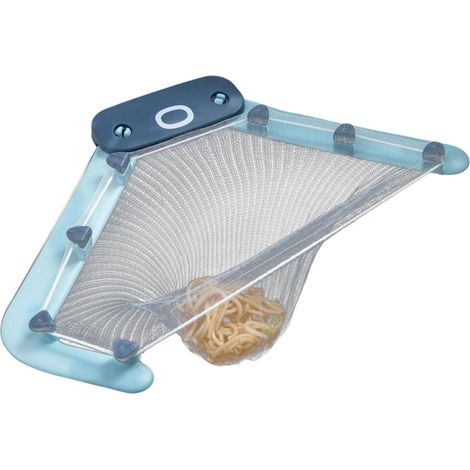 Colador de fregadero, colador de pulpo, tapón triangular con bolsa de filtro para restos, cesta de malla para ahorrar espacio, color azul cielo, 1 unidad