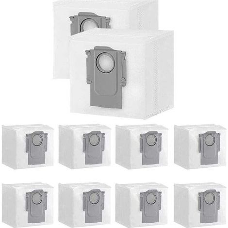 Lot de 10 sacs à poussière pour Xiaomi Roborock S7 Max Ultra / S7 Pro Ultra / Q7+ / Q7 Max+ / Q5+ Station d'aspiration robot aspirateur 3 l grande capacité Sac de rechange jetable.Filtre Brosse (1/5)