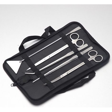 Set di attrezzi per acquario - Set di attrezzi in acciaio inox per piante acquatiche - Set da 5 pezzi - Pinzette, forbici, paletta - Accessori per la pulizia degli acquari - Set di attrezzi per la dec (1/5)