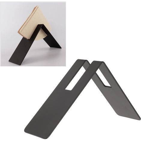 Kaffeefilterhalter [Edelstahl] Großer V-förmiger Filterpapierhalter für 30–40 Filterpapiere, Schwarz (1/5)