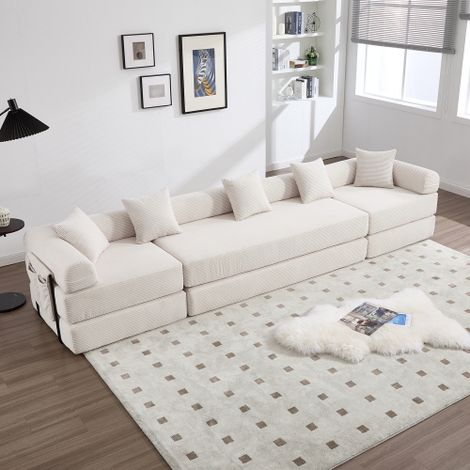 Canapé familial douillet avec rangements et modularité – Emballé sous vide pour un assemblage sans effort, modules combinables à volonté et adapté aux animaux de compagnie. Idéal pour des moments de d (1/5)