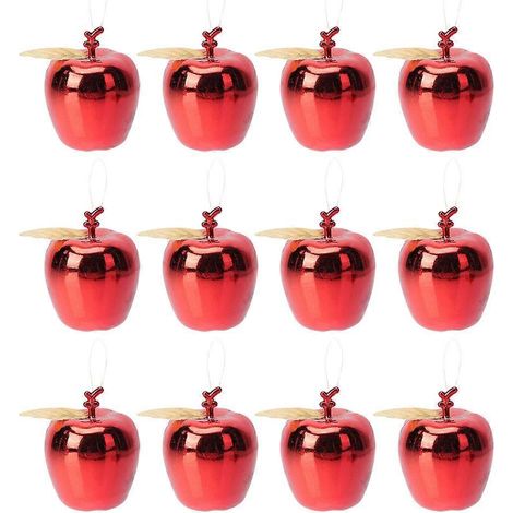 12 décorations de Noël à suspendre au sapin, pendentifs en forme de pomme, décorations de Noël (1/5)