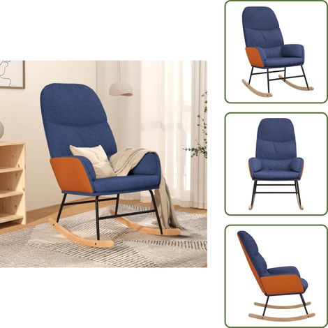 Silla de cuero sintético - vidaXL Silla mecedora de tela azul - Silla acolchada