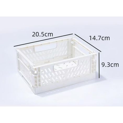 6 Caisse Pliable Plastique, Empilable Cagettes Avec Poignée, Paniers Rangement pour Chambre à Coucher, Bureau, Cuisine (Blanc, 20×15×9cm) (1/5)