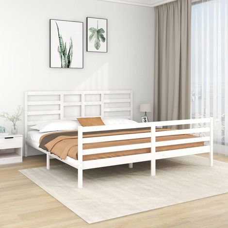 Massivholzbett Weiß 200x200 cm vidaXL (1/5)