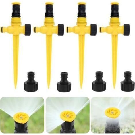 Lot de 4 arroseurs automatiques 360° - Asperseur d'arrosage réglable avec brumisateur - Système d'irrigation pour pelouse et Jardin - Raccord Rapide - Arrosage extérieur Automatique (1/4)