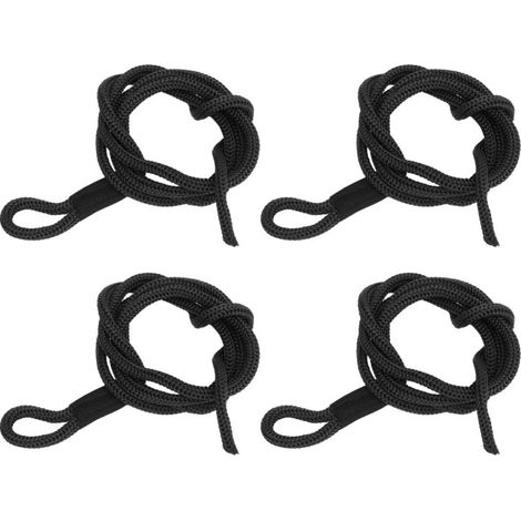 Lot de 4 amarres de 1,5 m de long en polyester haute résistance, résistantes à l'usure, pour bateaux, noires. (1/5)