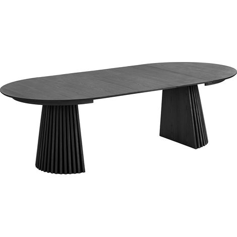 Tokyo table à manger Ø120cm avec 3 rallonges 240cm placage chêne noir. (1/4)