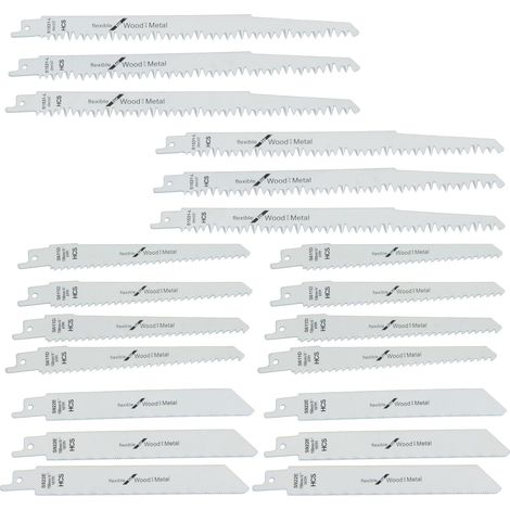 Dapetz ® Reciprocating Saw Blades Carbide Steel Replacement Saw Blade Kit for Tree Pruning, for Wood, Metal and Plastic, fits Bosch, Dewalt, Makita (20pcs) 150mm & 240mm 5,6,18 TPI (1/5)