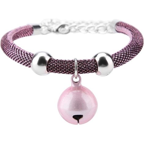 NineClouds Collier pour animaux de compagnie de style japonais, accessoire en nylon collier de cloche de chat avec cloche (rose) (1/5)