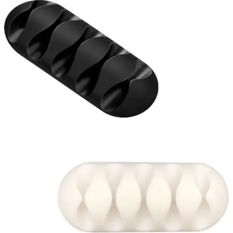 Organisateur de câbles USB en silicone, enrouleur de câbles, clip de rangement pour bureau, organisateur de câbles pour souris et casque audio, support de câble, 1 pièce (blanc, 5 trous) (1/5)