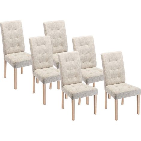 Sedie Tessuto e gambe Legno Beige - Lotto di 6 - VILLA