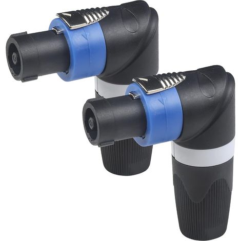 CCYKXA 2er-Pack Speakon NL4FRX 90°-Winkelstecker, weiblicher Lautsprecherstecker, Powercon-Drehverriegelung, 4-poliger Speakon-Lautsprecherkabelkopf mit Verriegelung, NL2FC NL4FC NL4FX (1/5)