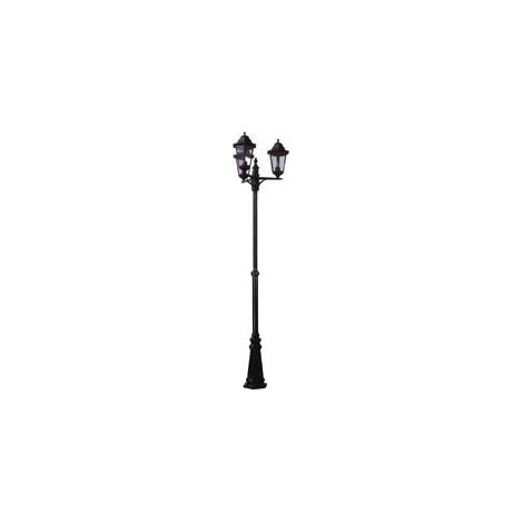 Lampadaire 3 lumières sur poteau modèle Berlin - 3X100w IP44 cm.230h. couleur noire
