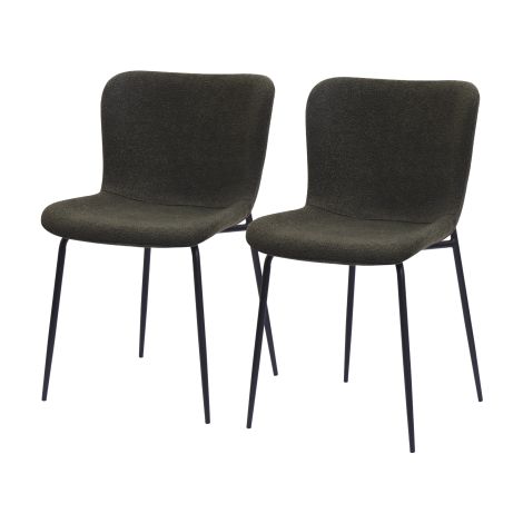 Lot de 2 chaises de salle à manger en tissu et métal avec dossier haut, style moderne, vert (1/4)