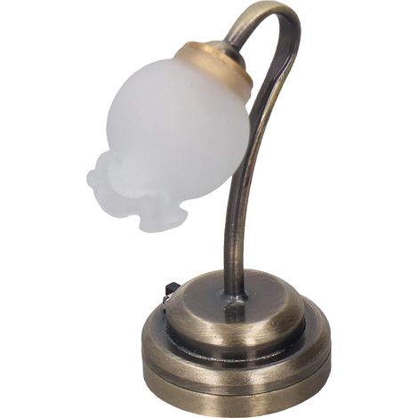 Lampe de table miniature en forme de tulipe, échelle 1:12, avec lumière LED, modèle réaliste de style européen, idéale pour les photos. (1/5)