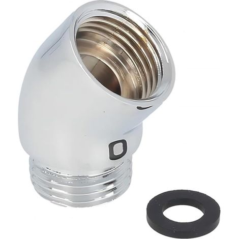 Adaptateur de pommeau de douche, adaptateur coudé en laiton massif à 135 degrés, connecteur d'extension de tête de douche G1/2" (chromé) (non rotatif) (1/5)