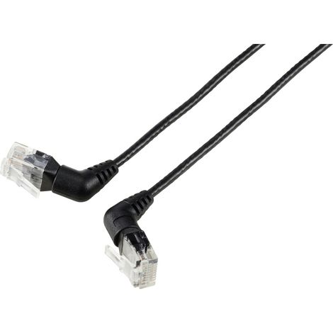Renkforce RF-6071544 RJ45 Câble réseau, câble patch CAT 6 U/UTP 2.00 m noir Contacts enfichables ori