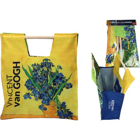 Sac à main avec anse en bois, motif iris, sac cabas en tissu Van Gogh (1/5)