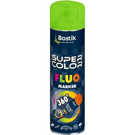 Rotulador fluorescente en spray Bostik Super Color 500 ml, color verde 360 (1/2)
