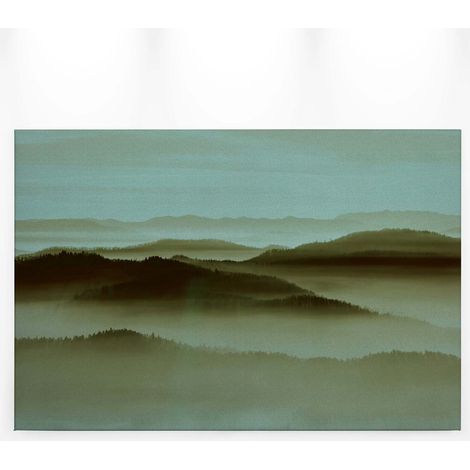 Tableau paysage vert & noir pour couloir | Tableau salon montagne & arbre | Tableau sur toile moderne pour déco salon & entrée 0,9 x 0,6 m (1/5)