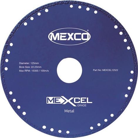 MEXCO MEXCEL12522 XCEL Grade Metal Cut Diamond Blade 125 x 22mm MEXMEXL125 (1/2)