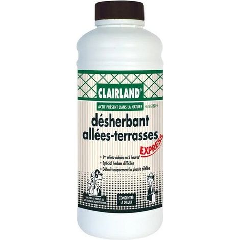 Désherbant naturel concentré 910 ml – Acide pélargonique – Efficace en moins de 3 heures – Pour allées et terrasses – Clairland