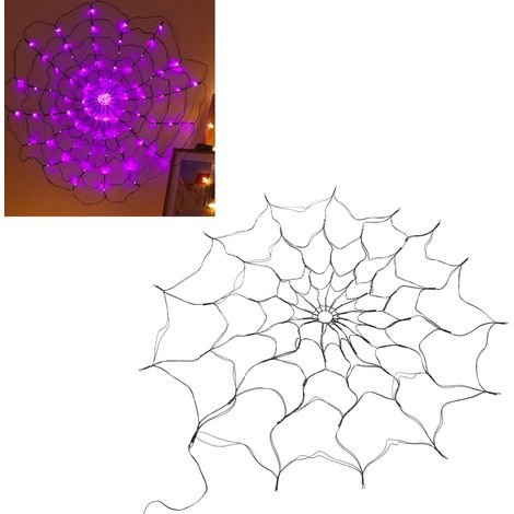 Halloween-LED-Lampe, 1,2 Meter Durchmesser, lila, mit acht Lichteffekten, simuliertes Spinnennetz, kreatives Design, Accessoire für eine festliche und gruselige Atmosphäre, dekorative Lampe für die Ge (1/5)