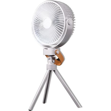 Mini ventilateur de camping portable, petit ventilateur de bureau USB puissant, ventilateur oscillant avec lumière LED et deux ports de charge, rotation à 360°, pour poussette de bureau