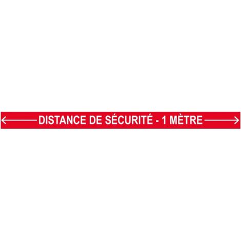 Bande Distance de sécurité - 1 mètre - Rouge - spécial sol - 1000x70 mm - 4007465
