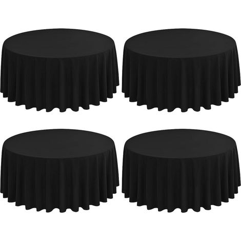 Lot de 4 sets de table ronds 177cm Noir, Polyester, Anti-taches & Anti-froissage, Lavable