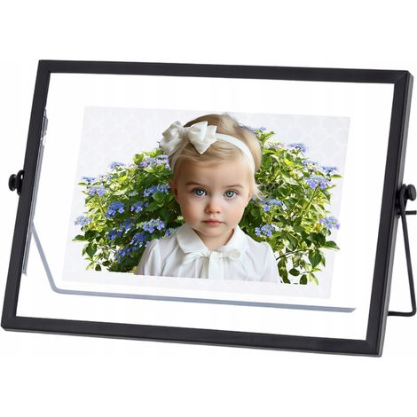 Cadre photo noir 10x15cm métal glamour avec support flottant (1/5)