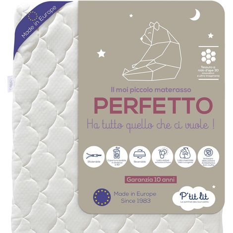P'tit lit - Materasso Lettino Bambino Perfetto 70x140 cm 2 lati : Ultra traspirante l'estate/caldo e avvolgente l'inverno Antiacaro Sfoderabile Spessore fino a 10 cm (1/5)