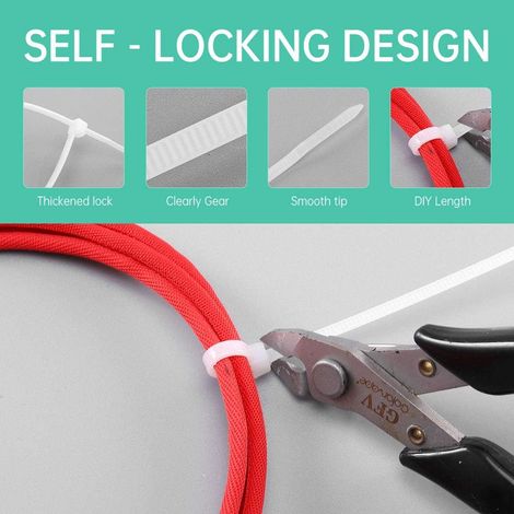 Collier de serrage réutilisable en plastique, 200 mm x 3,6 mm, colliers de serrage réutilisables, (1/5)