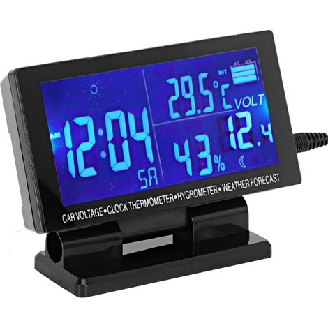 Digitale Autouhr, Thermometer, Hygrometer, Spannungsmesser mit Wettervorhersage (1/5)