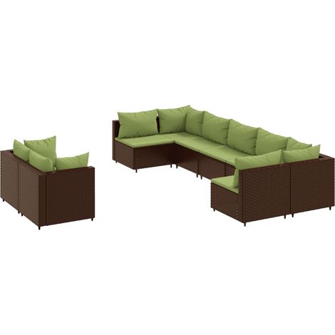 Maison Exclusive - Set Divani da Giardino 9pz con Cuscini Marrone in Polyrattan (1/5)