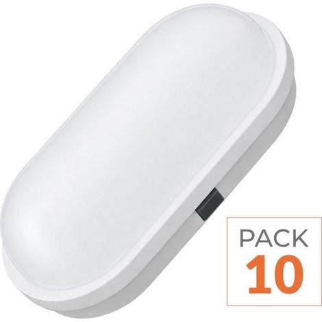 Applique LED Murale 20W Blanche Ovale IP65 (Pack de 10) - Blanc