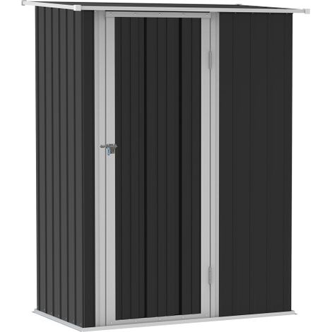 Abri de jardin/remise à outils gris foncé 142 x 84 x 189 cm avec porte, en acier pour l'extérieur – 1 pièce, sur place (1/5)